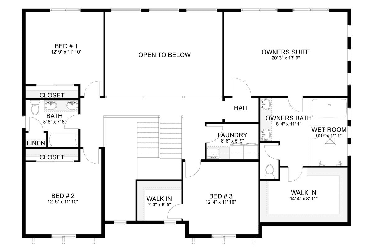 AO8492-A Modern Craftsman House, 5 Bedrooms, 3.5 Bathrooms | Mijas House Plan Second Floor Plan