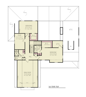 A8250-A Mulberry House Plan 3 Beds, 3.5 Baths, Modern Farmhouse Plan Second Floor Plan