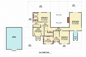 Mulberry 2 (A8409-A) Modern Farmhouse Plan 3 Bed, 3.5 Baths, Second Floor Plan