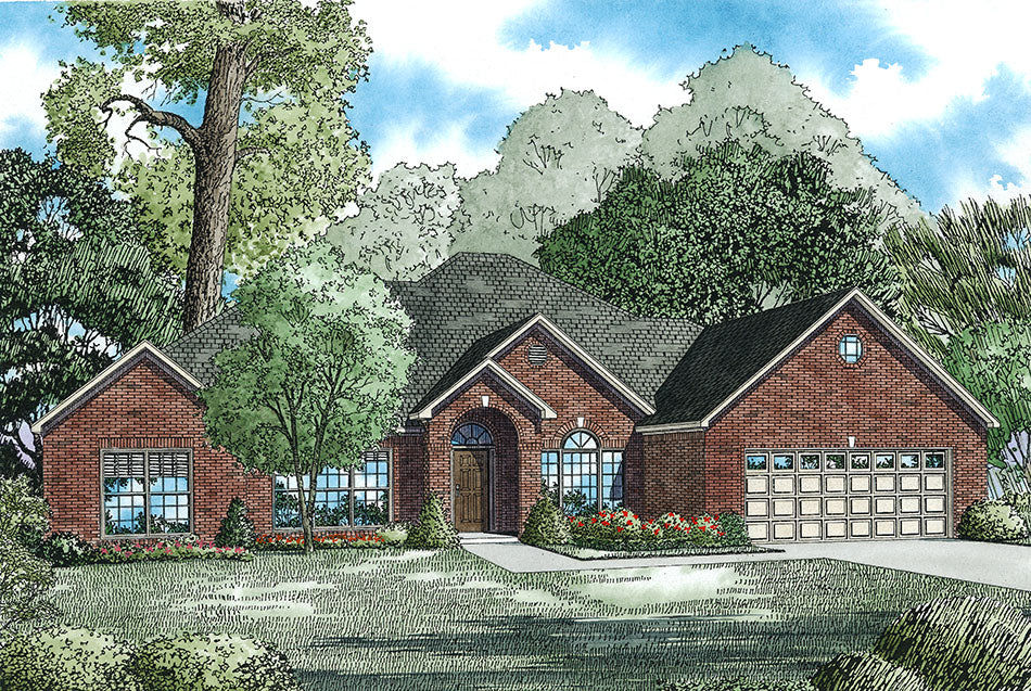 AE8259-A Traditional House, 4 Bedrooms, 2.5 Bathrooms | Country Club Drive House Plan Exterior-3