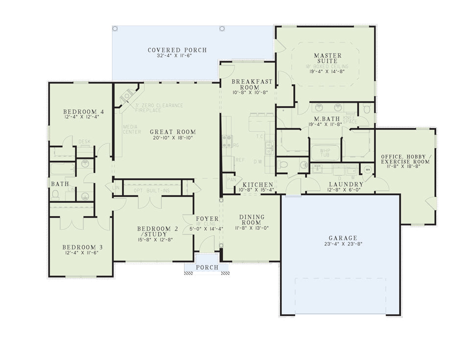 AE8259-A Traditional House Floor Plan, 4 Bedrooms, 2.5 Bathrooms | Country Club Drive House Plan 