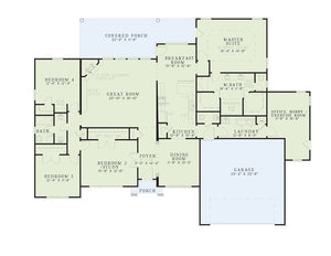 AE8259-A Traditional House Floor Plan, 4 Bedrooms, 2.5 Bathrooms | Country Club Drive House Plan 