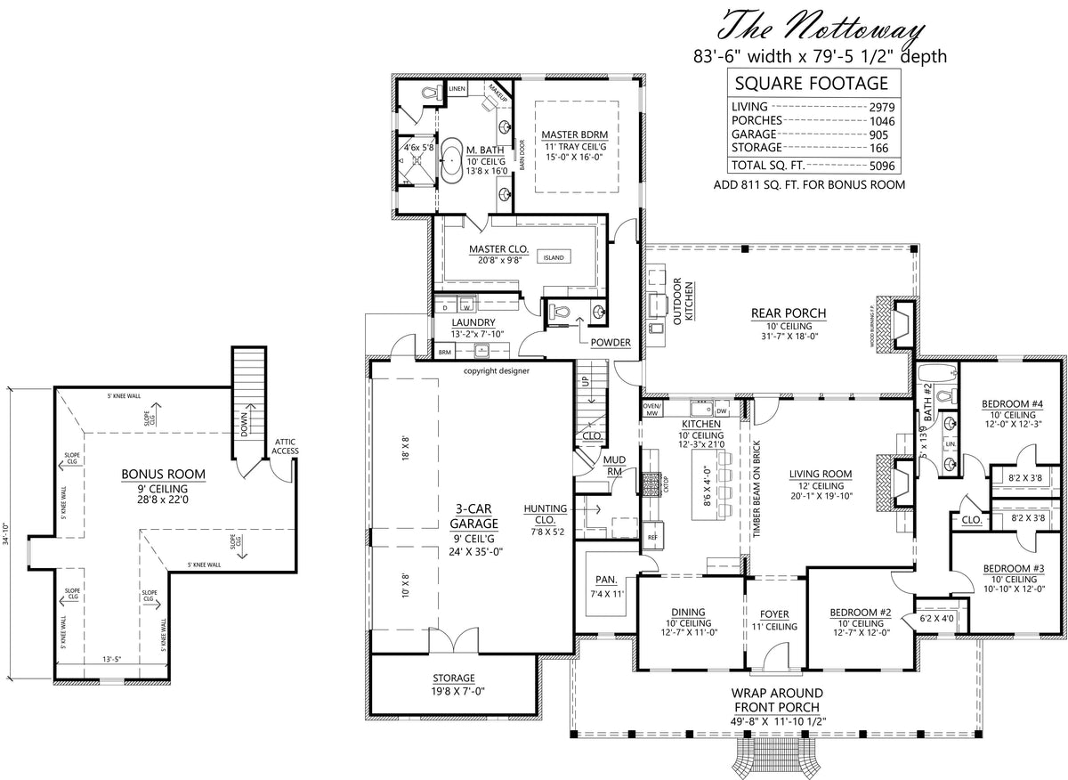 The Nottoway House Plan - Archival Designs House Plans