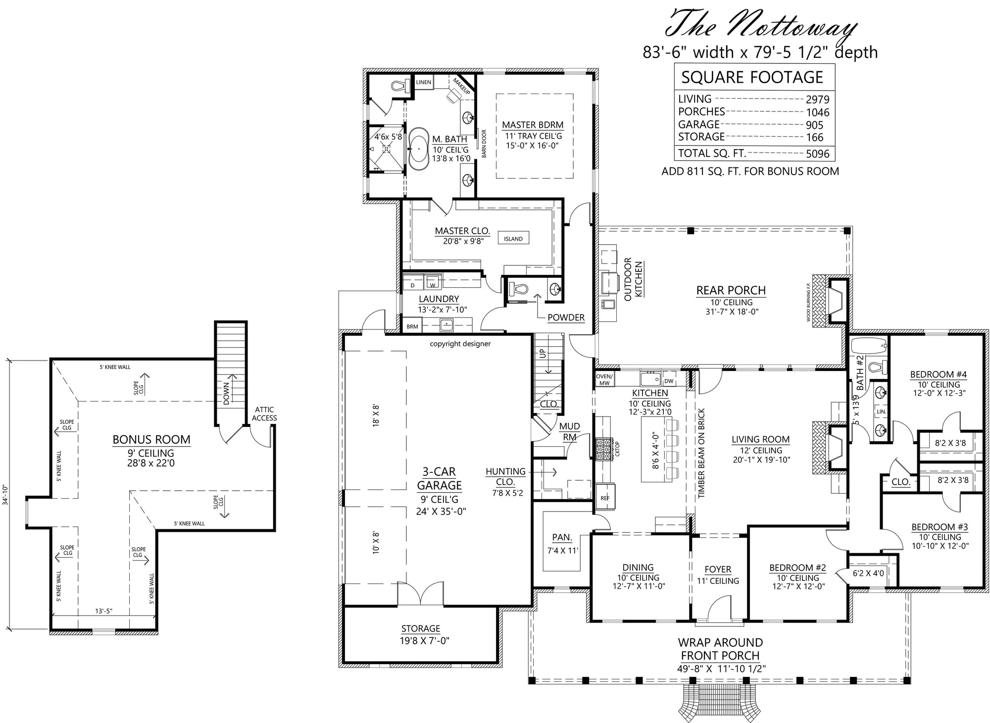 The Nottoway House Plan - Archival Designs House Plans