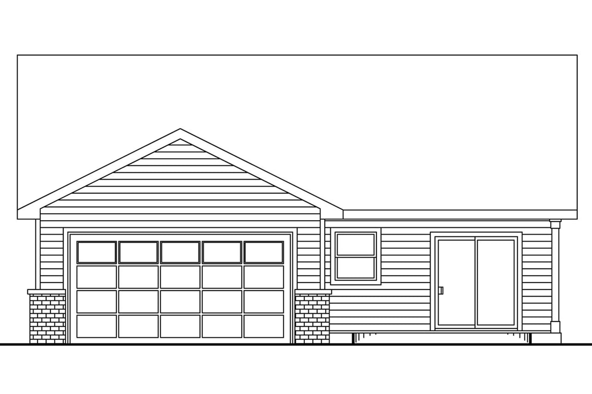 AM8291-A Cottage House, 3 Bedrooms, 2 Bathrooms | Callaway House Plan Rear Elevation