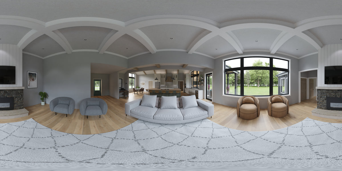 AJ7696-A Country House Great Room Panorama, 3 to 5 Bedrooms, 2.5 to 3.5 Bathrooms | Plan 1039
