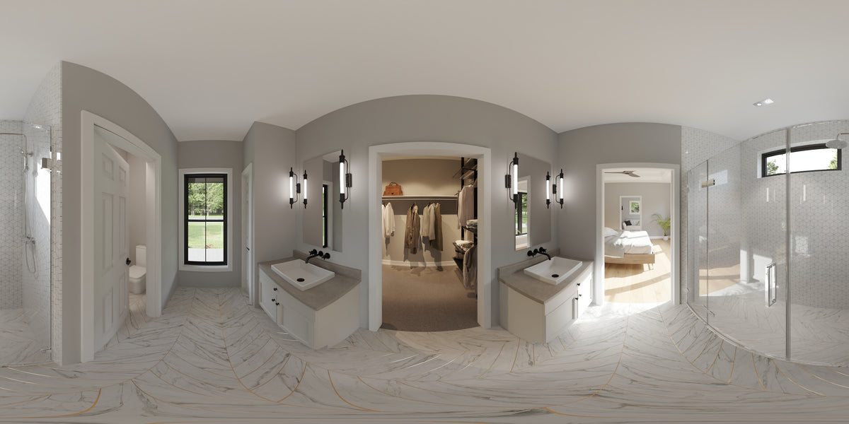 AJ7696-A Country House Master Bathroom Panorama, 3 to 5 Bedrooms, 2.5 to 3.5 Bathrooms | Plan 1039