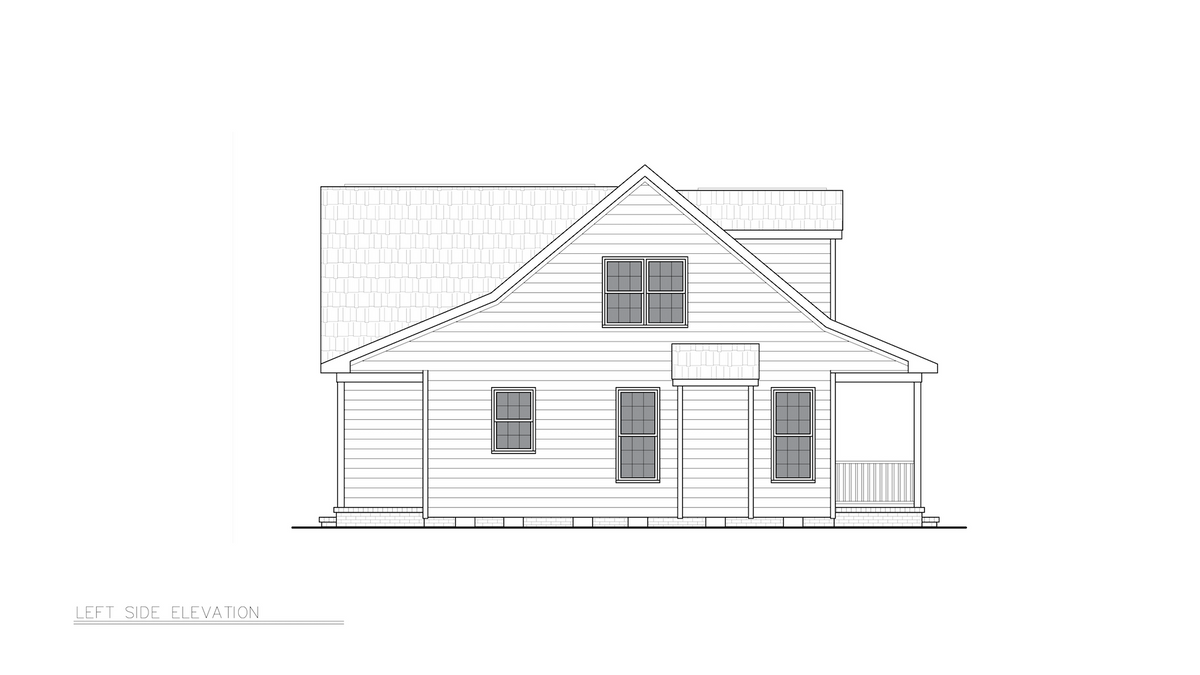 ST25082 Olsen Ranch Style House Plan 3 Bedrooms, 2 Bathrooms Left Side Elevation