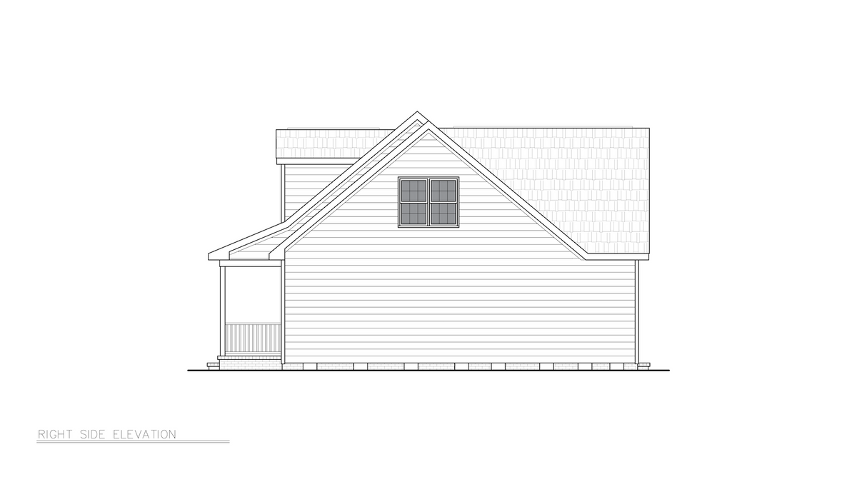 ST25082 Olsen Ranch Style House Plan 3 Bedrooms, 2 Bathrooms Right Side Elevation