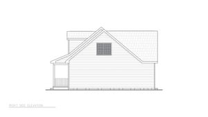 ST25082 Olsen Ranch Style House Plan 3 Bedrooms, 2 Bathrooms Right Side Elevation