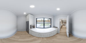 AJ7709-A Modern Barndominium House Pantry Panorama, 2 Bedrooms, 2 Bathrooms | Plan 1058 