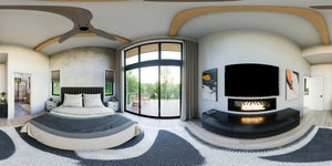 AJ7706-A Modern Ranch House Master Bedroom Panorama, 3 Bedrooms, 2.5 Bathrooms | Plan 1053 