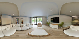 AJ7706-A Modern Ranch House Recreational Room Panorama, 3 Bedrooms, 2.5 Bathrooms | Plan 1053 
