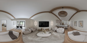 AJ7703-A Modern Barn House Great Room Panorama, 2 Bedrooms, 2 Bathrooms | Plan 1049 