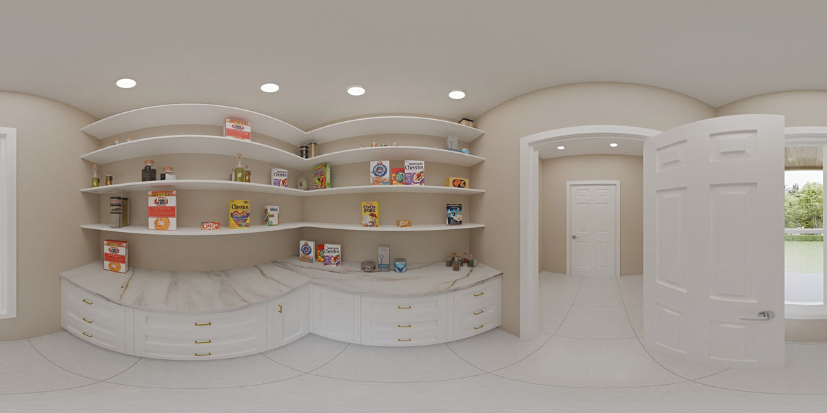 AJ7704-A Modern Farmhouse Pantry Panorama, 3 Bedrooms, 2 Bathrooms | Plan 1051 