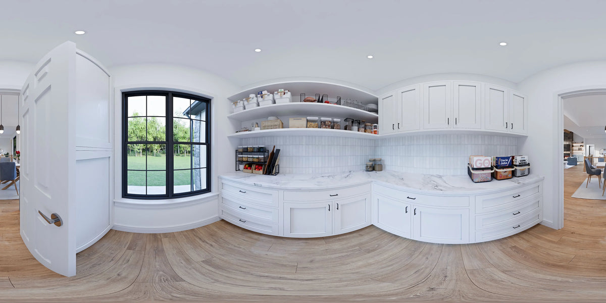 AJ7641-A Modern Transitional House Pantry Panorama, 3 Bedrooms, 2 Bathrooms | Plan VD1065 