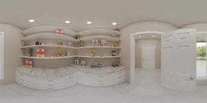 AJ7704-A Modern Farmhouse Pantry Panorama, 3 Bedrooms, 2 Bathrooms | Plan 1051 