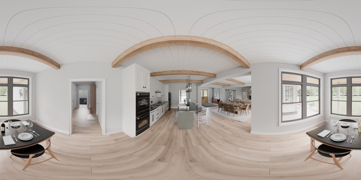 AJ7679-A Modern Farmhouse Dining Panorama, 4 Bedrooms, 3.5 Bathrooms | Plan 1011 