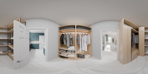 AJ7679-A Modern Farmhouse Walk-in Closet Panorama, 4 Bedrooms, 3.5 Bathrooms | Plan 1011 