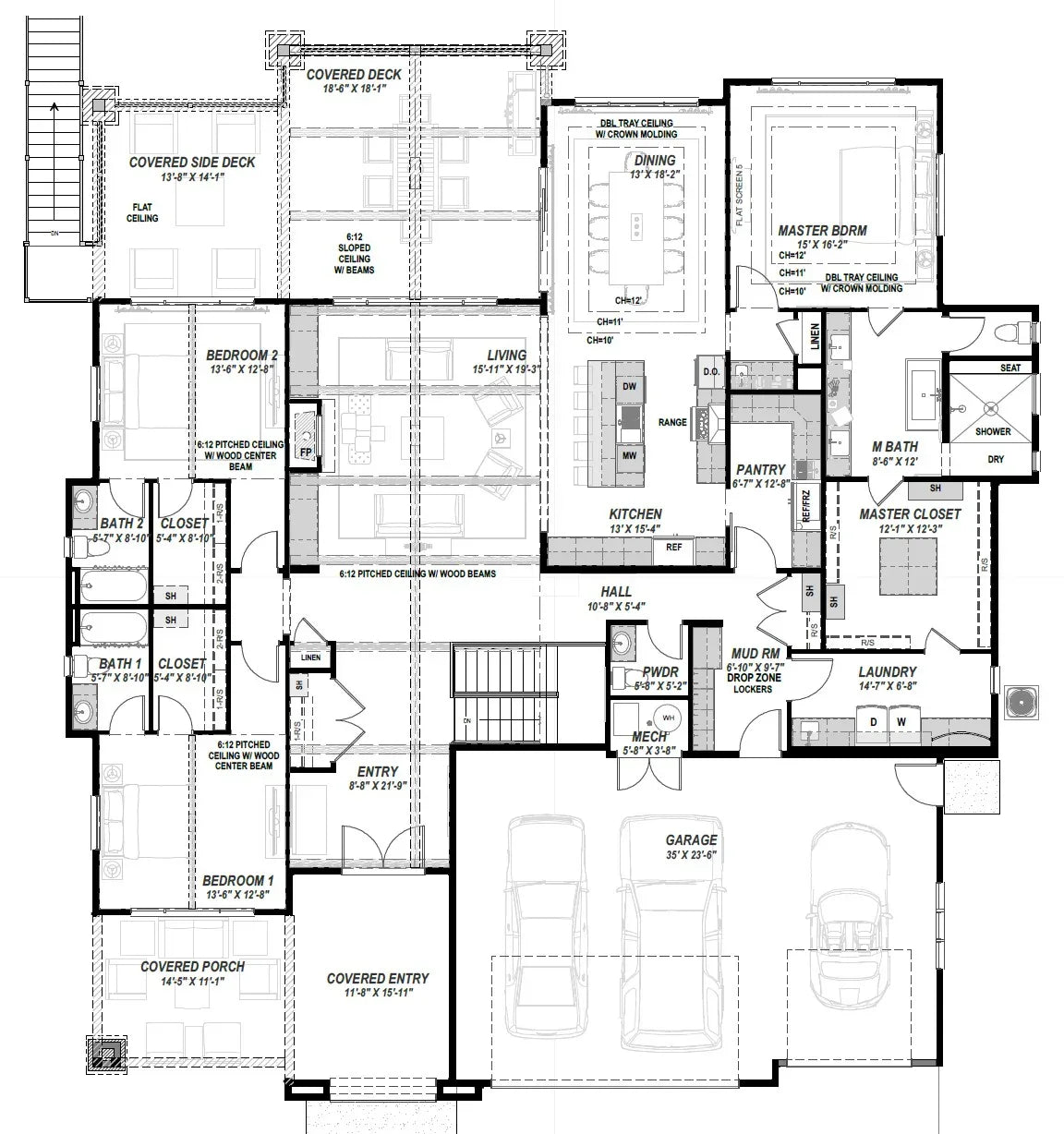 W7590-A Mountain House First Floor Plan, 3-5 Bedrooms, 3.5-5.5 Bathrooms | USA-2973-MT