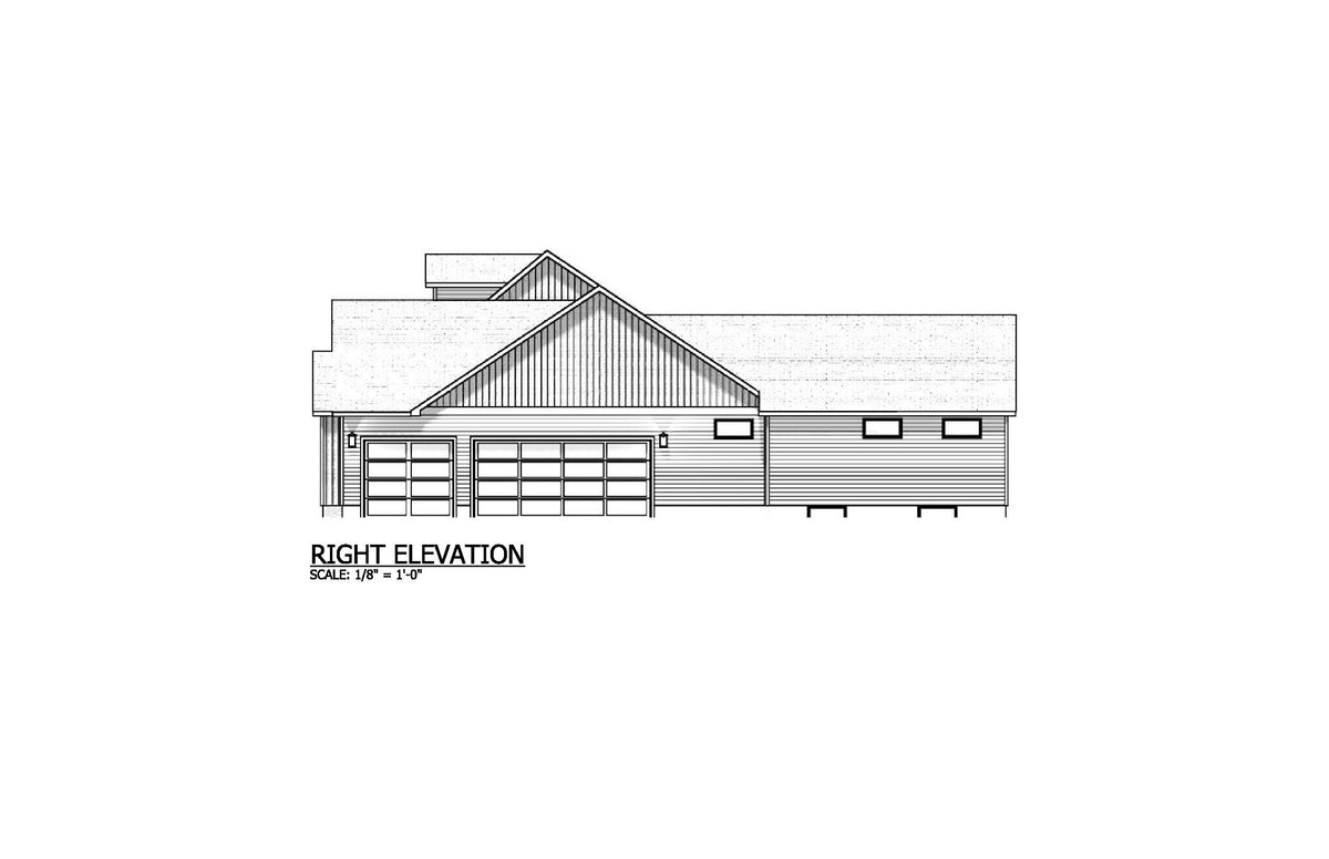 AJ7679-A Modern Farmhouse Right Elevation, 4 Bedrooms, 3.5 Bathrooms | Plan 1011 