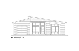 AJ7728-A Contemporary House Front Elevation, 3 Bedrooms, 2 Bathrooms | Plan 1055  