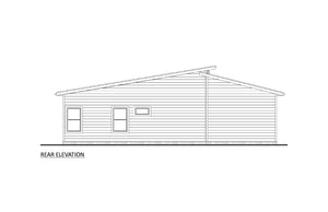 AJ7728-A Contemporary House Rear Elevation, 3 Bedrooms, 2 Bathrooms | Plan 1055 