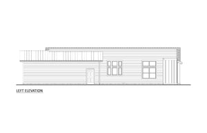 AJ7728-A Contemporary House Left Elevation, 3 Bedrooms, 2 Bathrooms | Plan 1055 