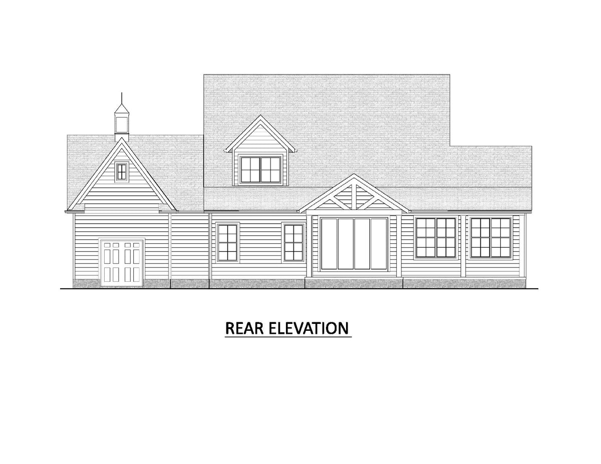 AJ7856-A Craftsman House Rear Elevation, 3 to 4 Bedrooms, 2.5 Bathrooms | Plan VD1067