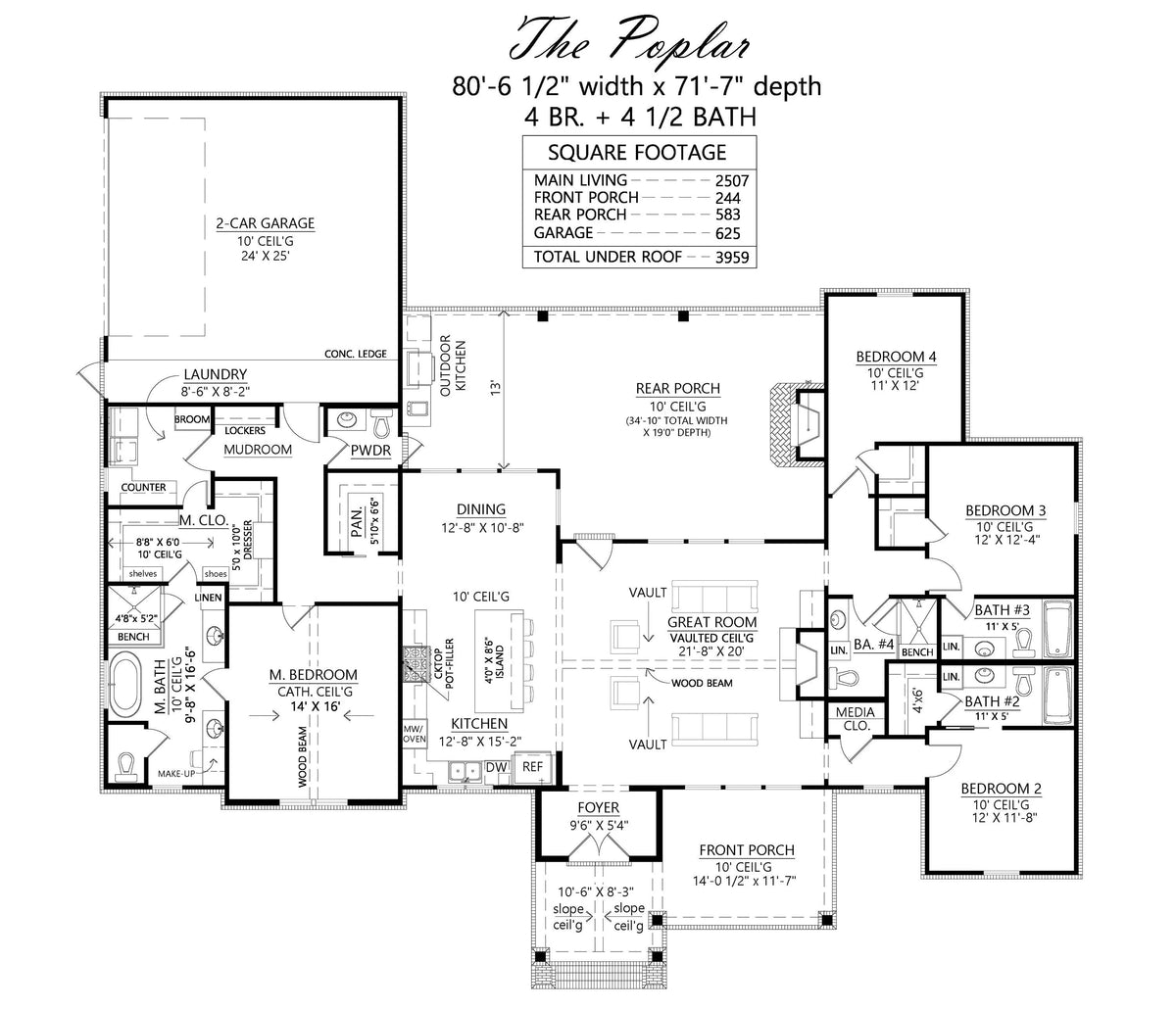 Poplar House Plan - Archival Designs House Plans, floor plan