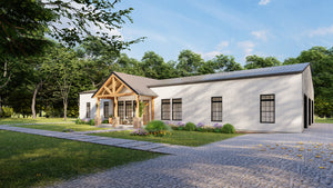 Spacious 4-Bedroom Ranch Plan with In-Law Suite and Workshop