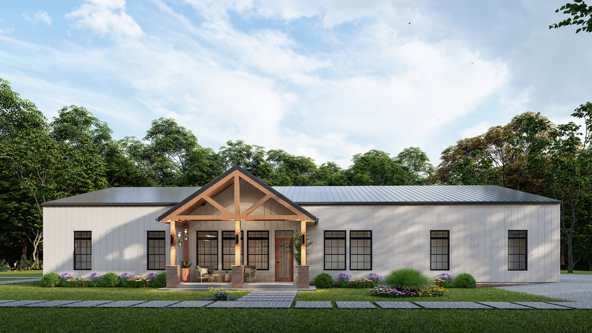 Spacious 4-Bedroom Ranch Plan with In-Law Suite and Workshop
