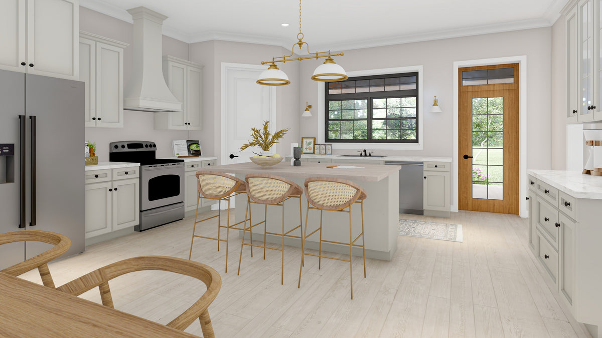 Spacious 5-Bedroom Ranch Plan with Workshop and Split Layout