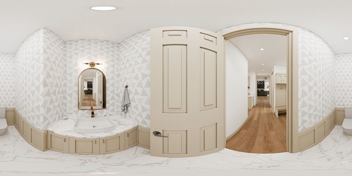 AJ7855-A Modern Farmhouse Powder Room Panorama, 2 to 3 Bedrooms, 2.5 Bathrooms | Plan VD1066