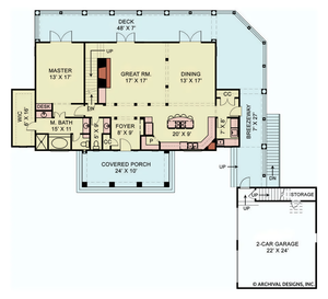 A320-A Craftsman Style House Plan 4 Bedrooms, 3 Baths Main Floor Plan