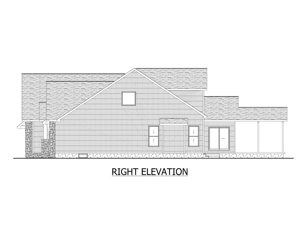 AJ7690-A Craftsman House Right Elevation, 3 to 4 Bedrooms, 2.5 Bathrooms | Plan 1019 