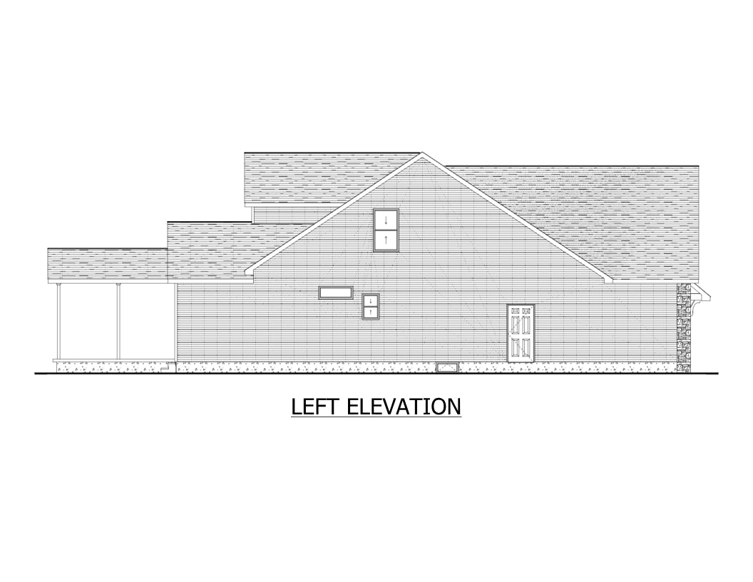 AJ7690-A Craftsman House Left Elevation, 3 to 4 Bedrooms, 2.5 Bathrooms | Plan 1019 