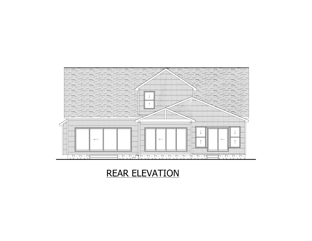 AJ7690-A Craftsman House Rear Elevation, 3 to 4 Bedrooms, 2.5 Bathrooms | Plan 1019 