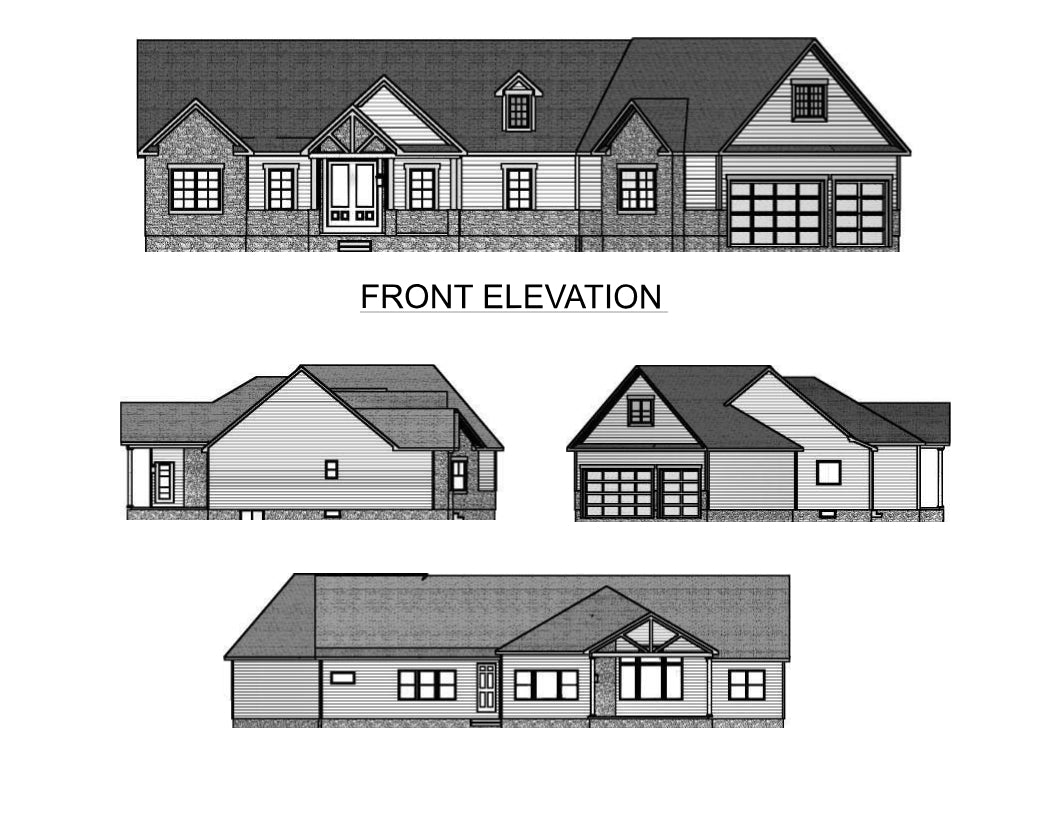 AJ7692-A Craftsman House Elevations, 3 Bedrooms, 2.5 Bathrooms | Plan 1030 