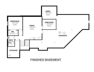 AJ7692-A Craftsman House Basement Floor Plan, 3 Bedrooms, 2.5 Bathrooms | Plan 1030 