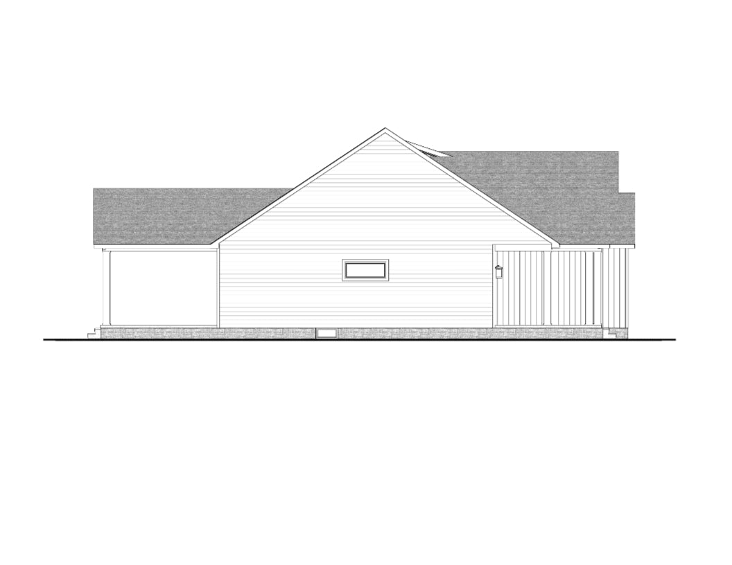AJ7693-A Farmhouse Ranch House Rear Elevation, 3 Bedrooms, 2 Bathrooms | Plan 1031 