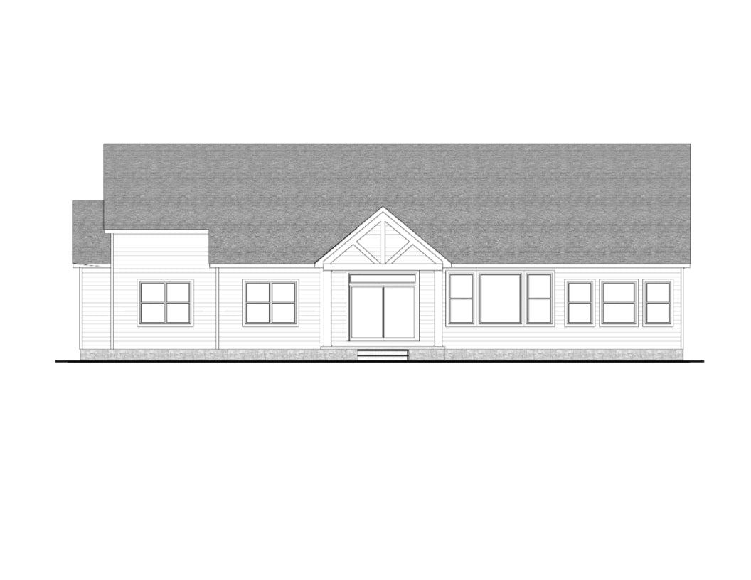 AJ7693-A Farmhouse Ranch House Rear Elevation, 3 Bedrooms, 2 Bathrooms | Plan 1031