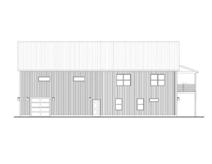 AJ7694-A Barndominium House Rear Elevation, 3 Bedrooms, 2.5 Bathrooms | Plan 1036 