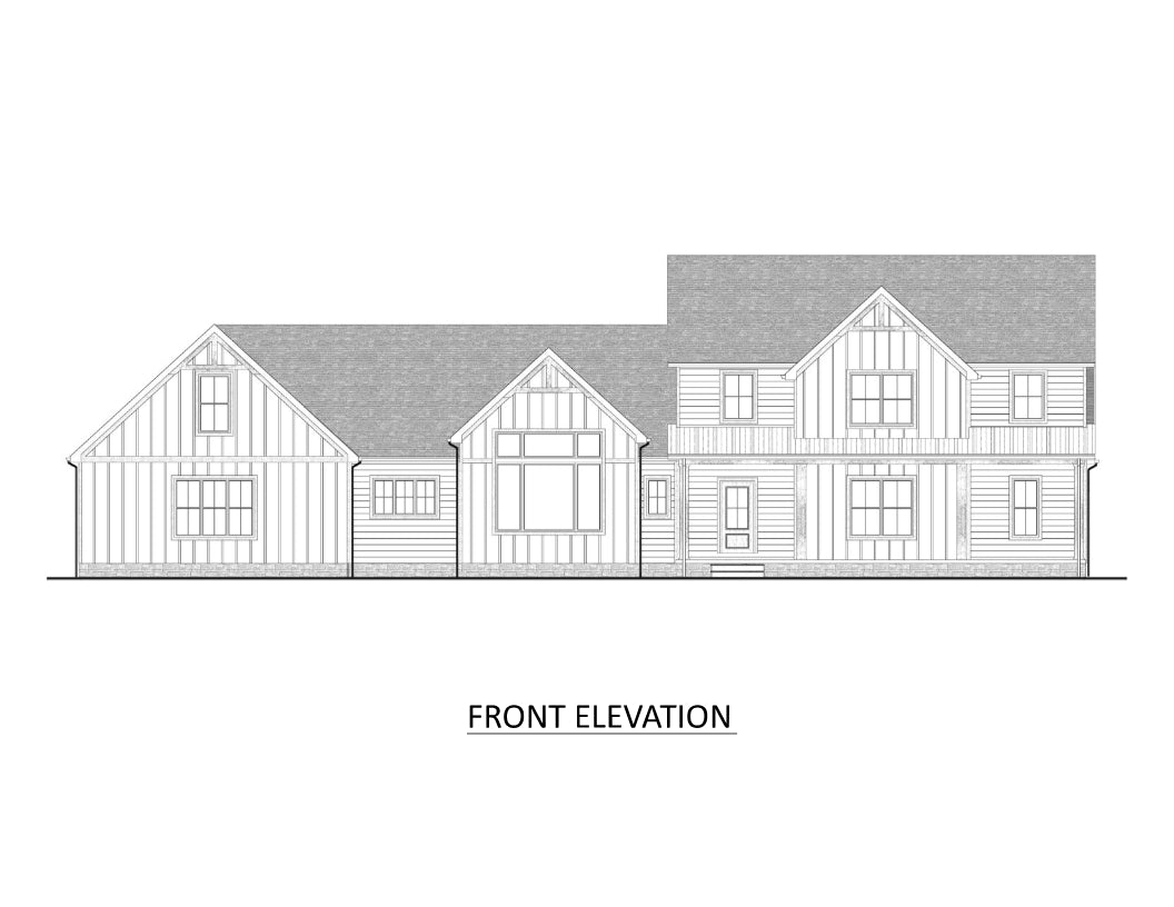AJ7696-A Country House Front Elevation, 3 to 5 Bedrooms, 2.5 to 3.5 Bathrooms | Plan 1039