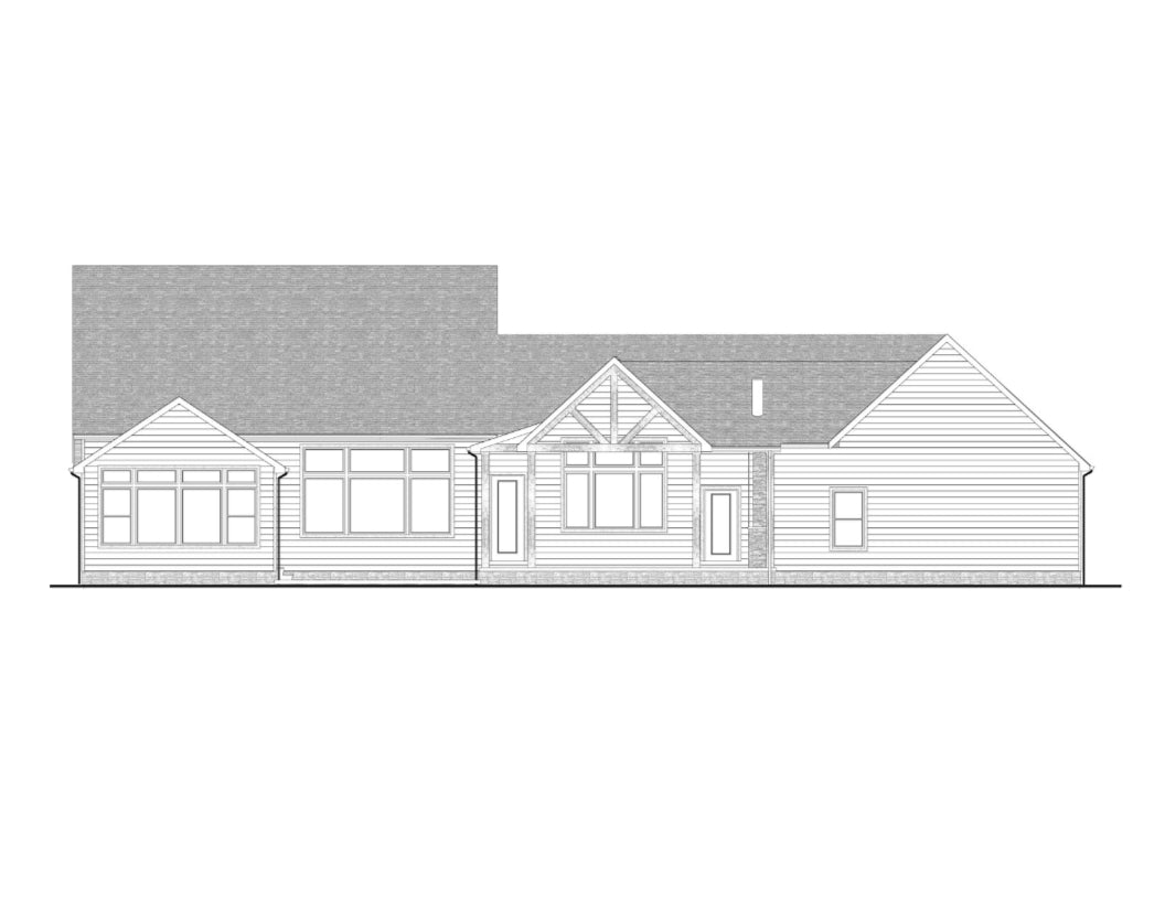 AJ7696-A Country House Rear Elevation, 3 to 5 Bedrooms, 2.5 to 3.5 Bathrooms | Plan 1039