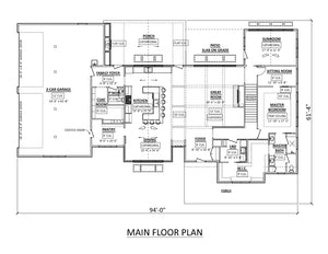AJ7696-A Country House First Floor Plan, 3 to 5 Bedrooms, 2.5 to 3.5 Bathrooms | Plan 1039