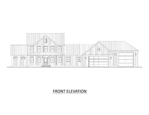 AJ7697-A Modern Farmhouse Front Elevation, 3 Bedrooms, 2.5 Bathrooms | Plan 1040 