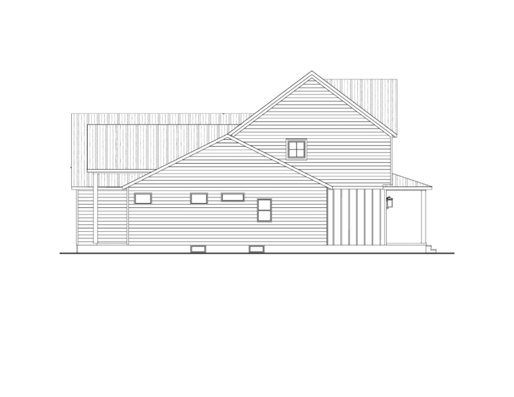 AJ7697-A Modern Farmhouse Right Elevation, 3 Bedrooms, 2.5 Bathrooms | Plan 1040 