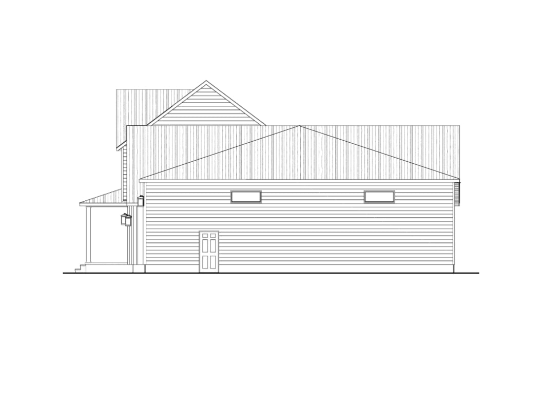 AJ7697-A Modern Farmhouse Left Elevation, 3 Bedrooms, 2.5 Bathrooms | Plan 1040 