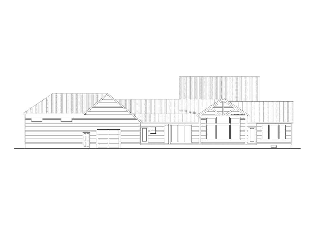 AJ7697-A Modern Farmhouse Rear Elevation, 3 Bedrooms, 2.5 Bathrooms | Plan 1040 